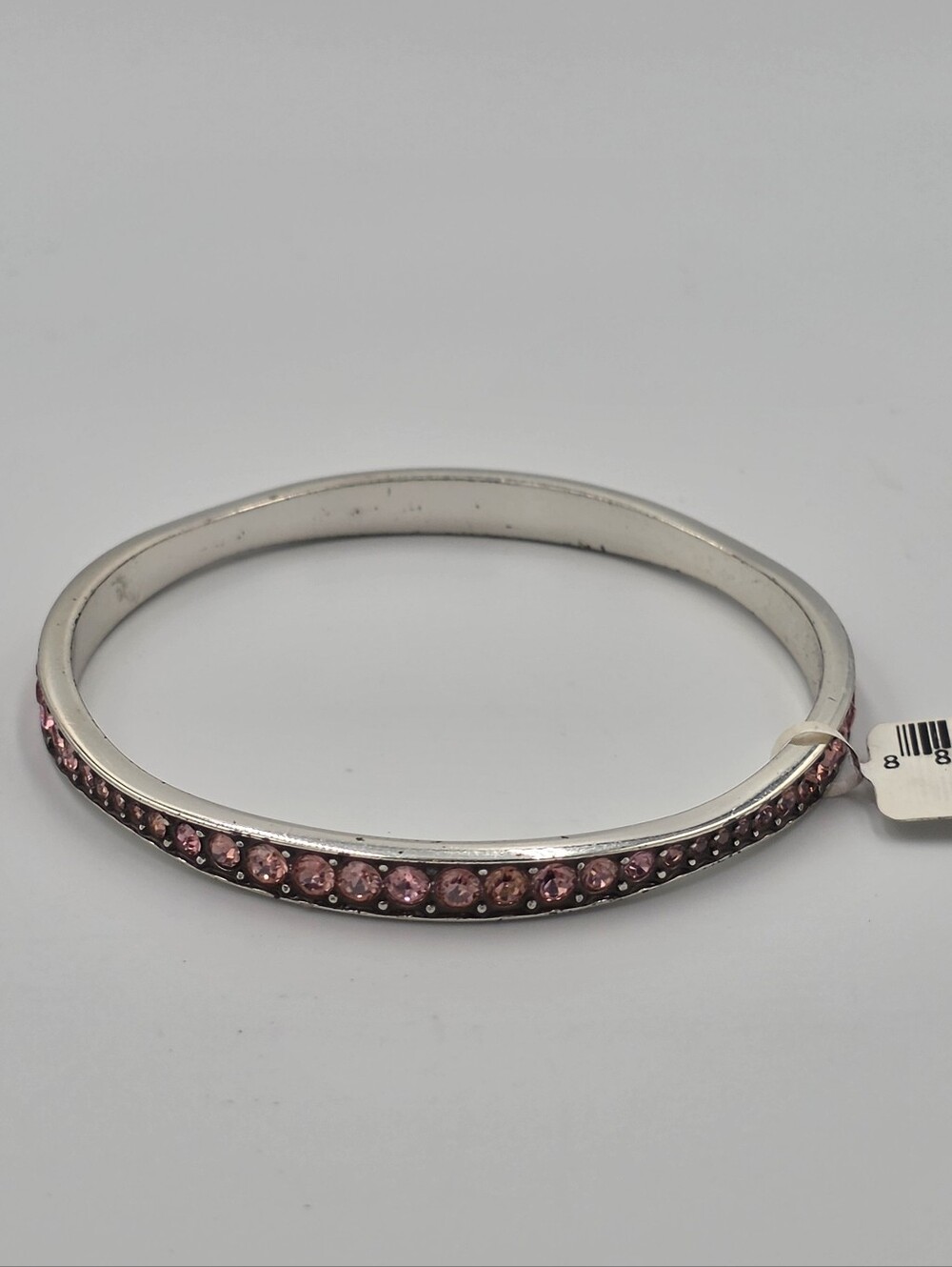 Brighton Pink Swarovski Crystal Wave Bangle Bracelet Silver Plated New